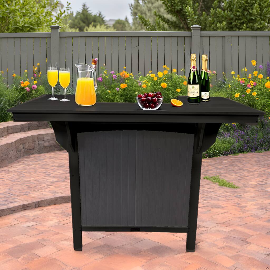 Angle. LuXeo - Cancun HDPE Serving Bar, Black Two-Tone - Black.