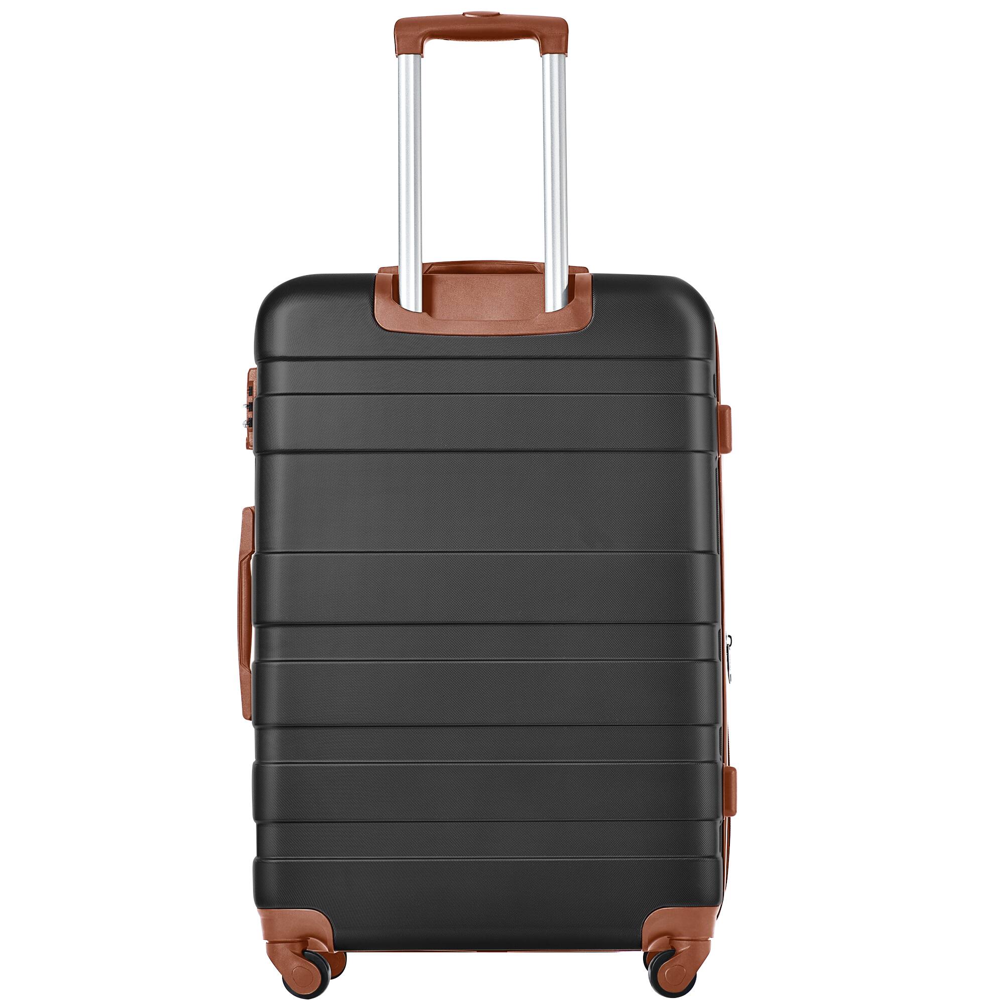 Alt View 3. LOVMOR - Lovmor 3-Piece ABS Hardshell Luggage Set 20/24/28"  TSA  Spinner  Black and Brown - Black+Brown.