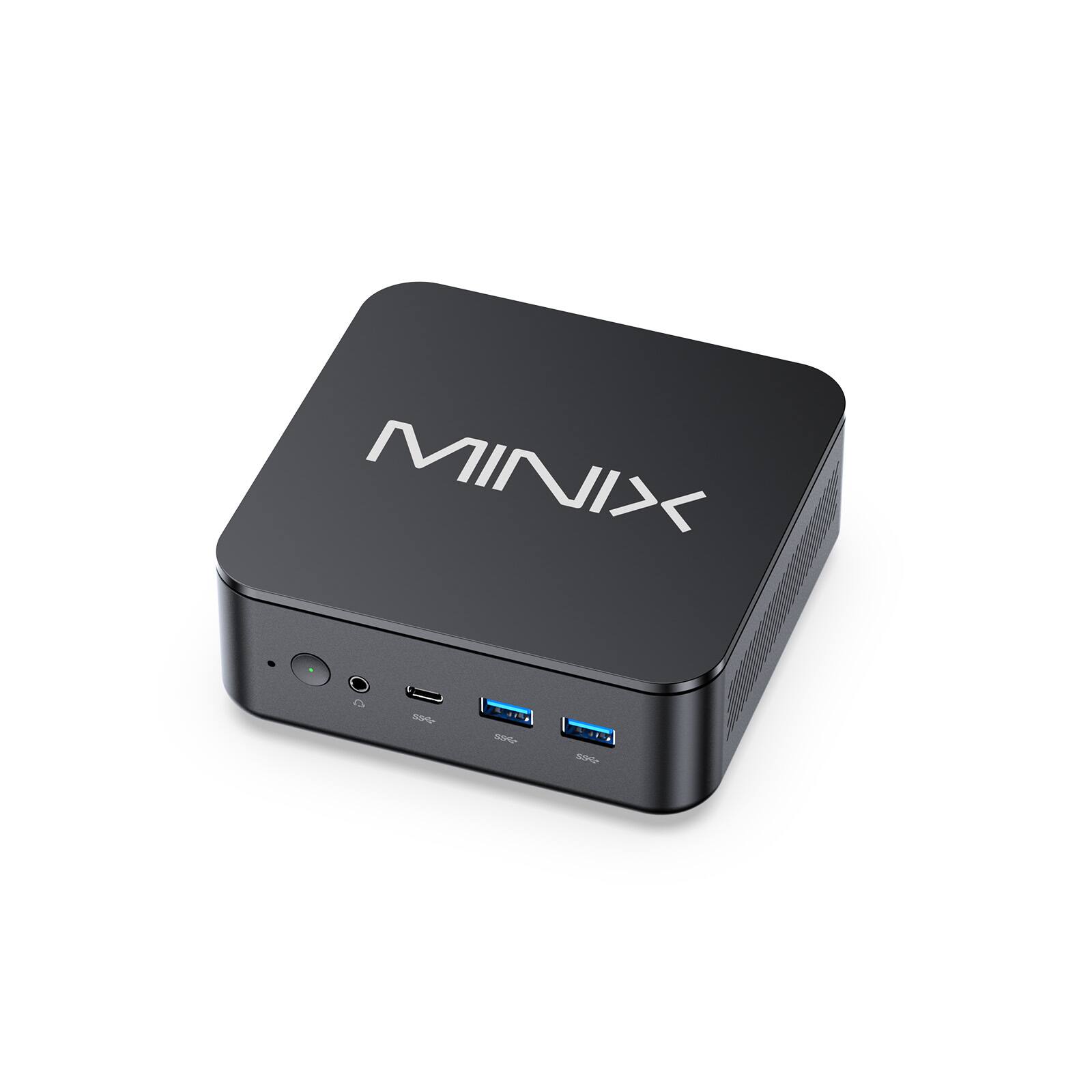 Angle. MINIX - NR660 LP Mini PC Desktop, AMD Ryzen 5 6600H, 16GB DDR5 RAM, 512GB PCIe 4.0 SSD, Radeon 660M, Wi-Fi 6E, Triple 4K Display - Black.