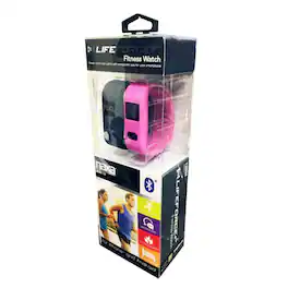Naxa - LifeForce+ Fitness Watch for iPhone and Android - Black and Pink