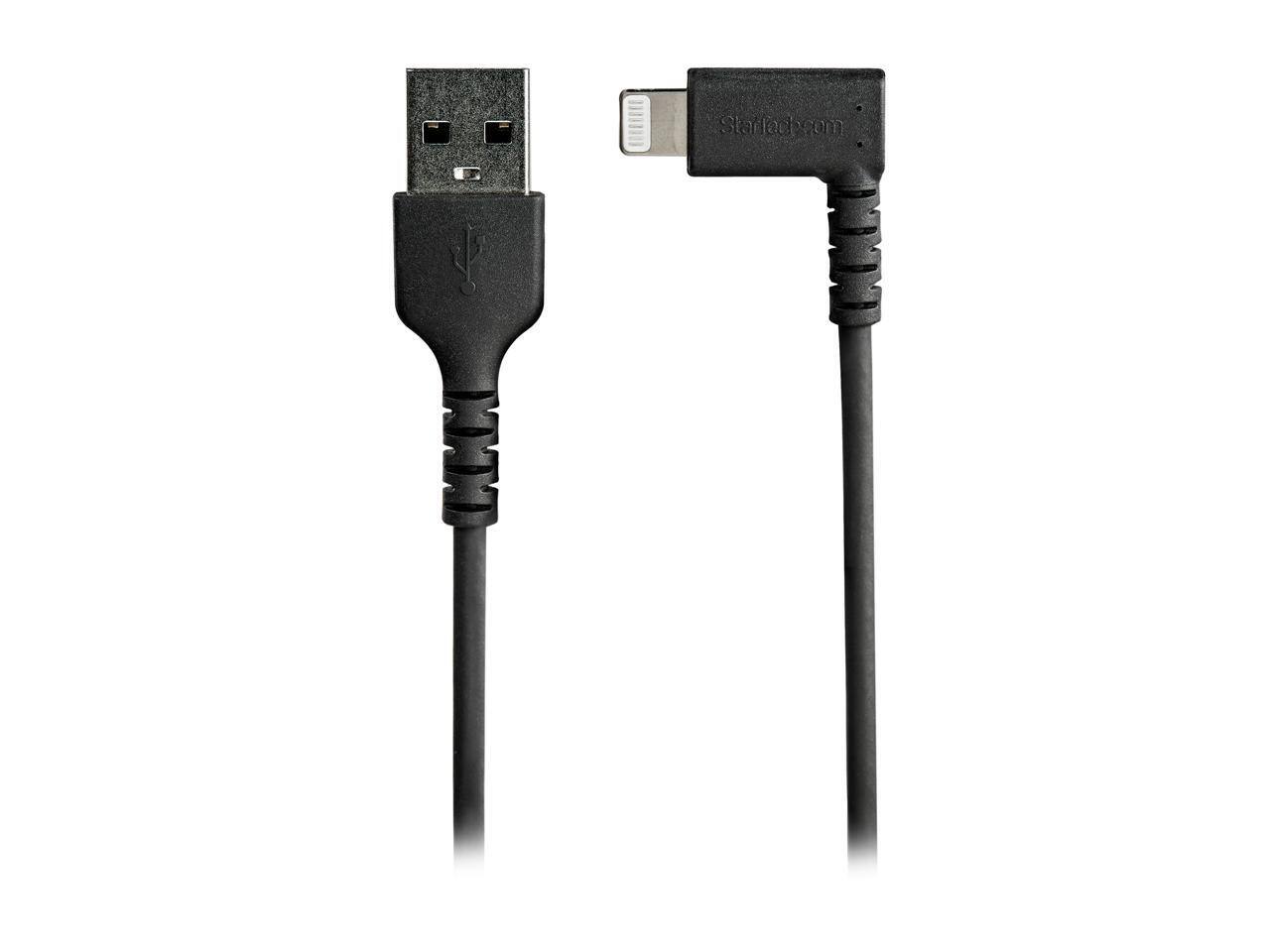 Alt View 1. StarTech.com - StarTech.com 2m Angled Lightning to USB Cable - MFI Certified, Heavy Duty, Black.