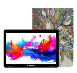 LINSAY - 10.1"Octa Core 256GB Storage Android 15 Tablet with Tree Marble Case - White