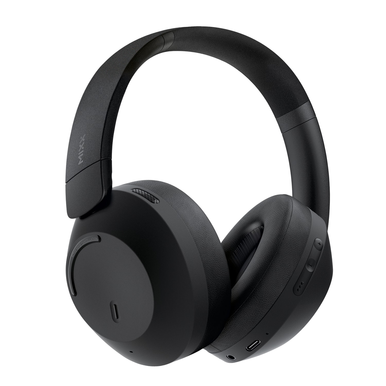 Mixx - StreamQ C4 ANC Bluetooth Folding Over-Ear Headphones, Active Noise Canceling, 40-Hour Play Time, Mic - Black