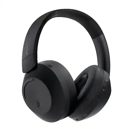Front. Mixx - StreamQ C4 ANC Bluetooth Folding Over-Ear Headphones, Active Noise Canceling, 40-Hour Play Time, Mic - Black.