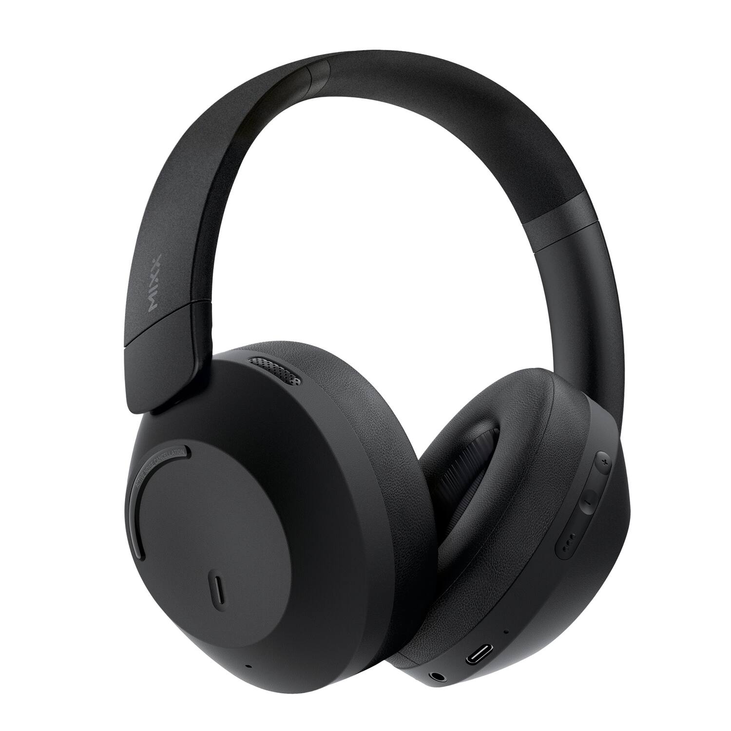 Front. Mixx - StreamQ C4 ANC Bluetooth Folding Over-Ear Headphones, Active Noise Canceling, 40-Hour Play Time, Mic - Black.