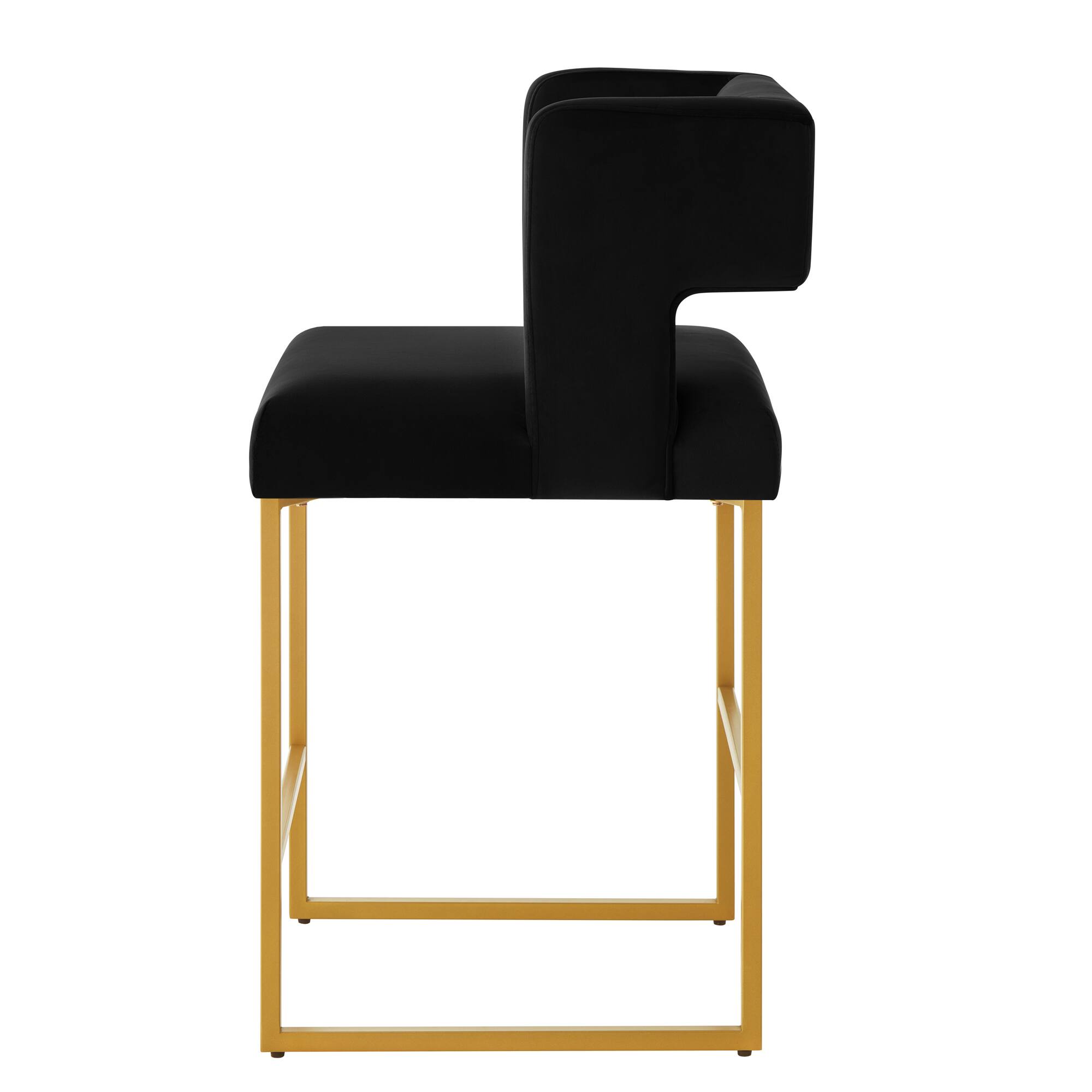 Alt View 1. Lirago - 20 Inch Counter Height Bar Stools Set of 2 Modern Unique Square Open Backrest Sturdy Iron Legs - Black.