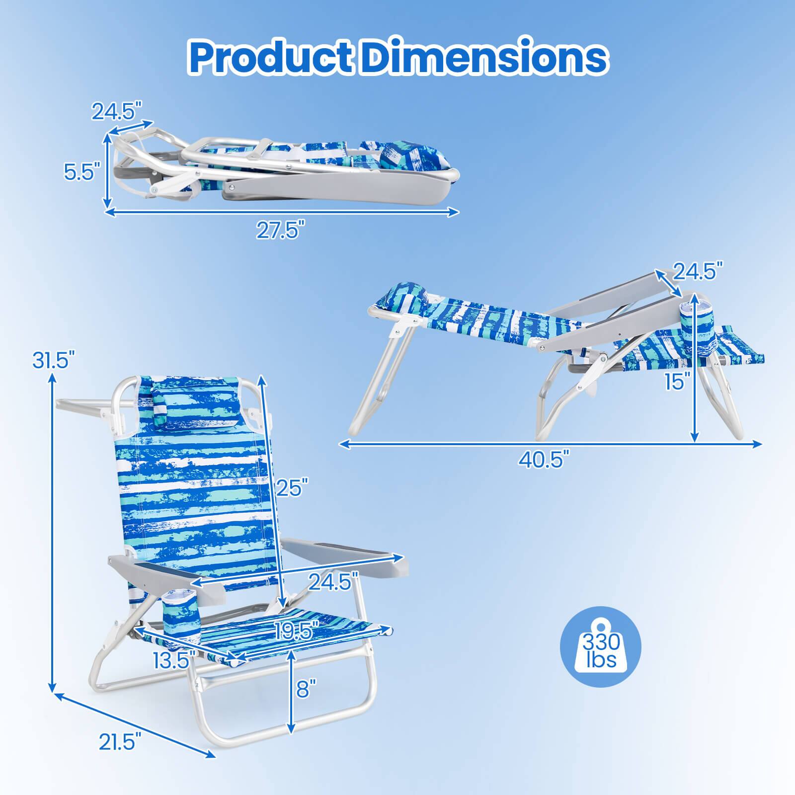 Product Dimensions

- Length: 40.5"
- Width: 24.5"
- Height: 31.5"
- Seat Height: 15"
- Seat Depth: 27.5"
- Armrest Height: 5.5"
- Back Height: 25"
- Back Width: 24.5"
- Seat Width: 19.5"
- Seat Depth: 13.5"
- Footrest Height: 8"
- Weight Capacity: 330 lbs