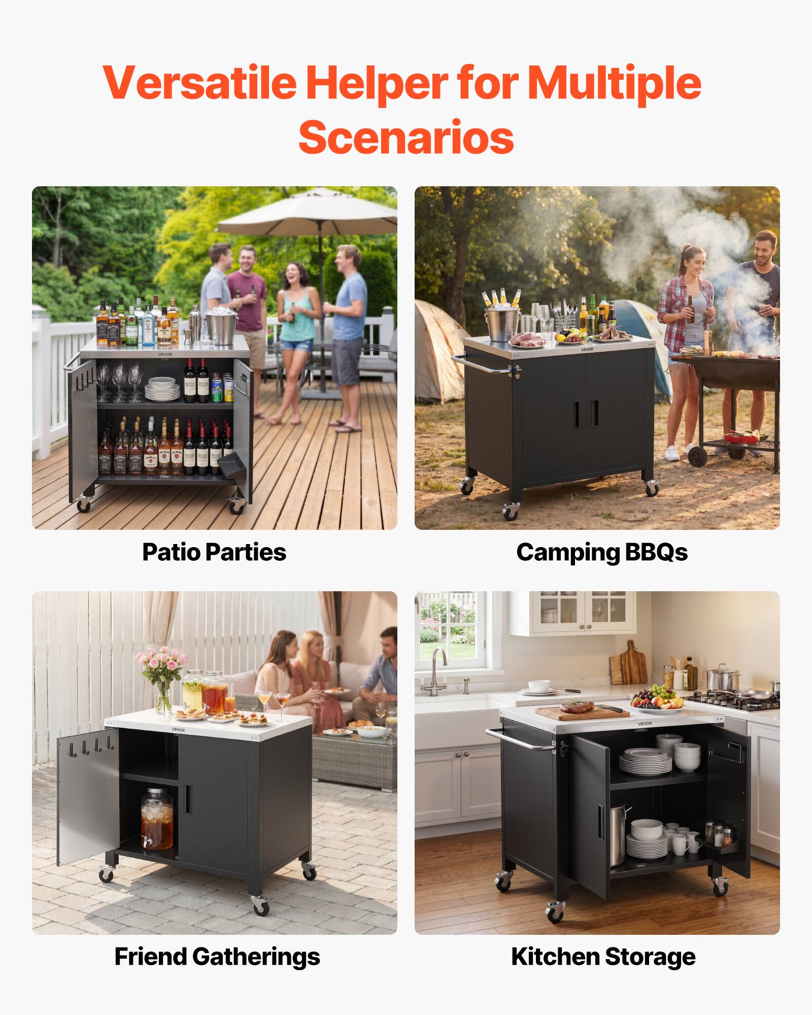 Versatile Helper for Multiple Scenarios

- Patio Parties
- Camping BBQs
- Friend Gatherings
- Kitchen Storage