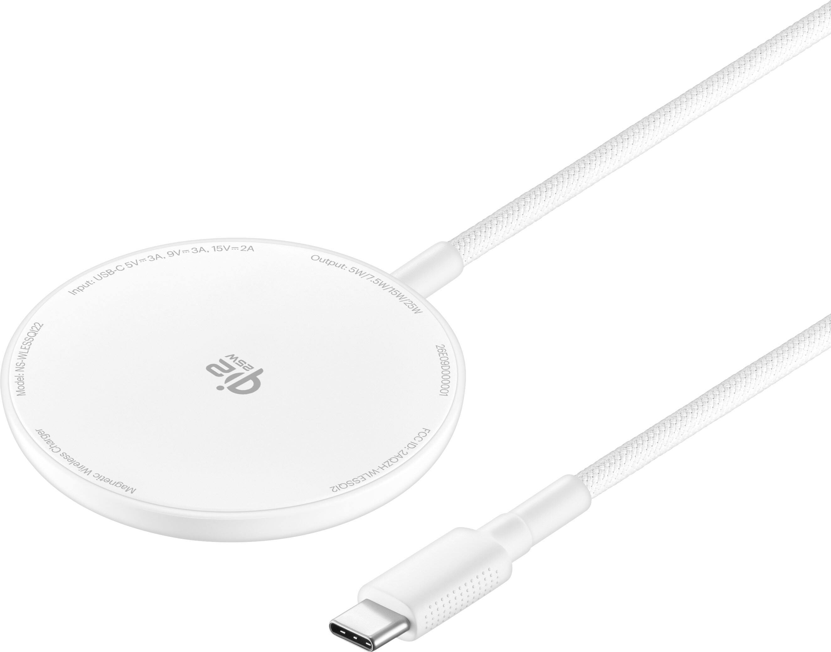 E, 15Vm. ve adidas 5V USB-C Input: NS-WLESSQ122 25W Model: gie Charger Wireless Magnetic

Output: 5W/7.5W/7.5W/15W/25W 5W/ 26E090000001 FCC ID: FOCAD-CA ESSQI2 MI