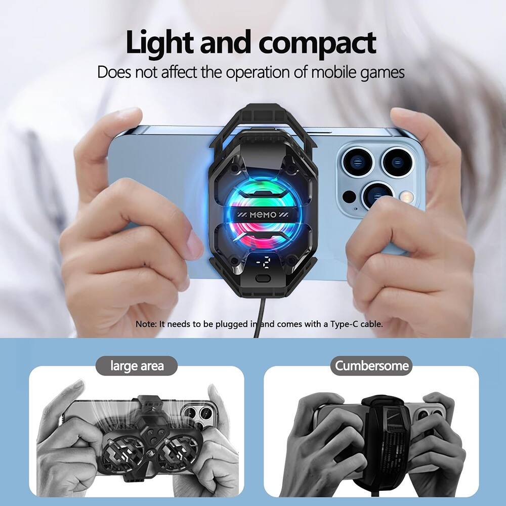Light and compact  
Does not affect the operation of mobile games  

Note: It needs to be plugged in and comes with a Type-C cable.  

large area  
Cumbersome