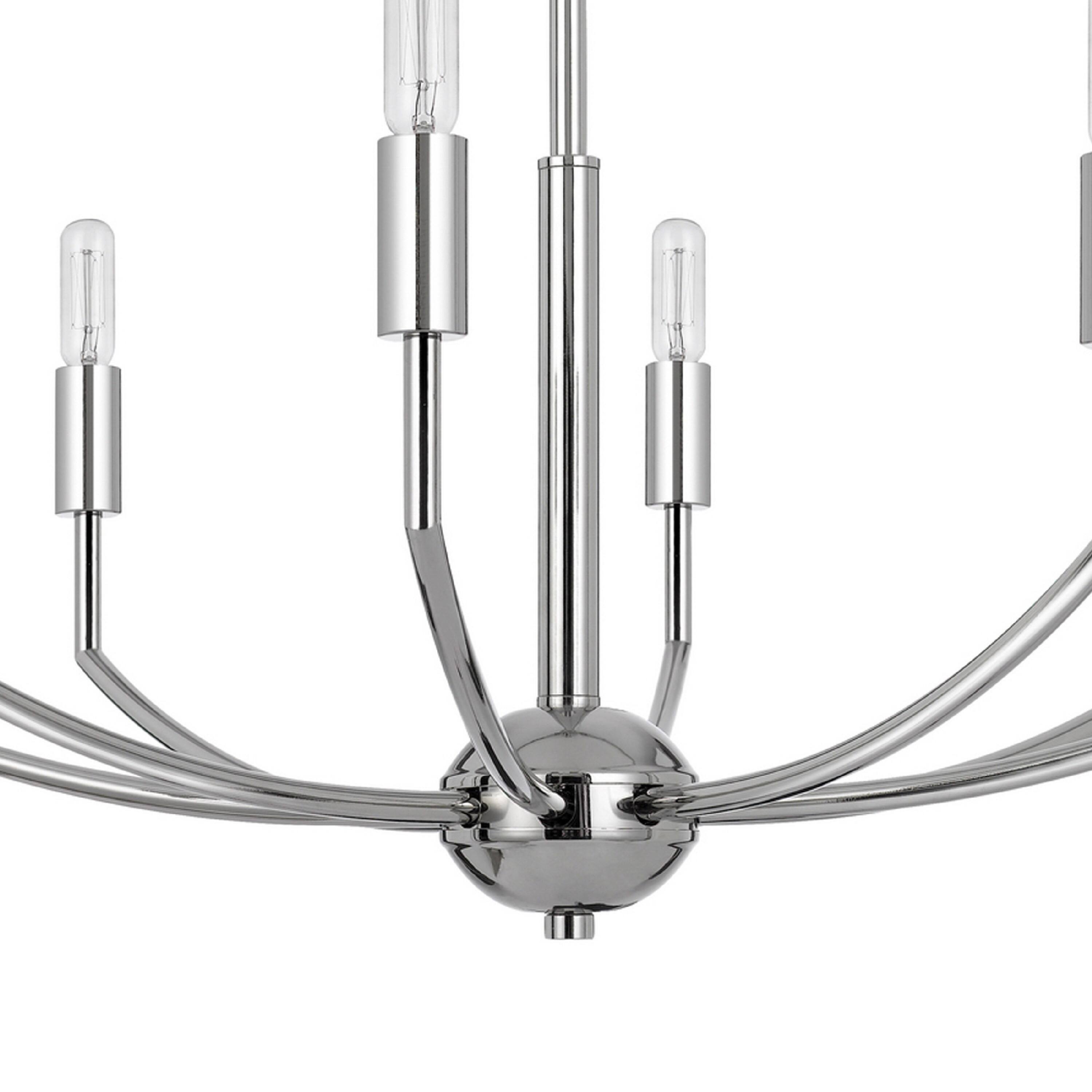 Alt View 2. Manhattan Lane - Kera 8 Light Candelabra Chandelier, 30 Inch Wide Arm Modern Chrome Metal - Chrome.