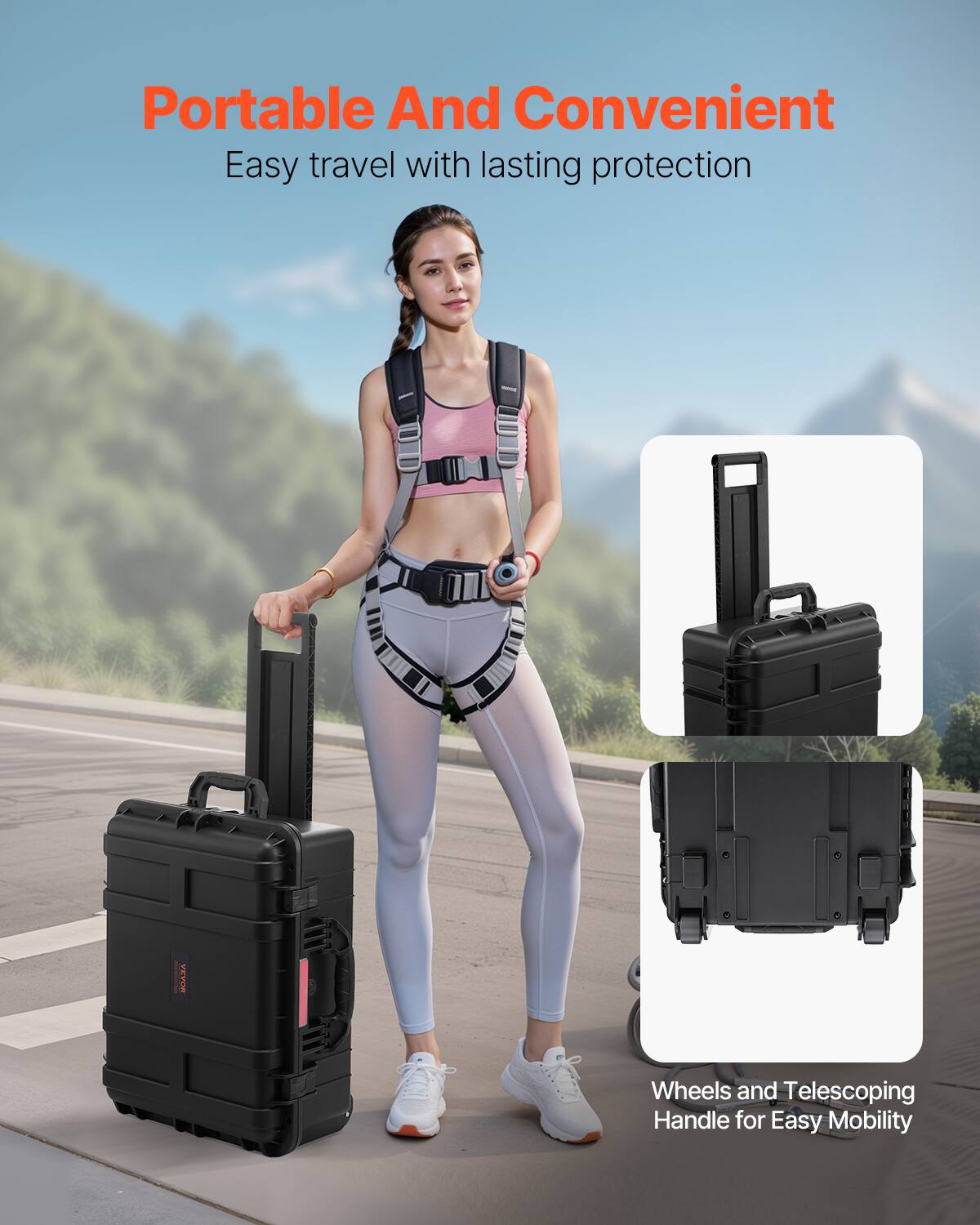 Portable And Convenient  
Easy travel with lasting protection  

Wheels and Telescoping Handle for Easy Mobility