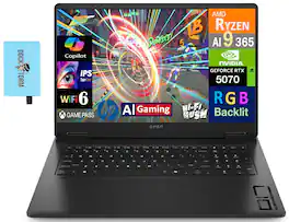 HP - OMEN Laptop 17.3 QHD (AMD Ryzen AI 9 365, 64GB DDR5, 2TB PCIe SSD, GeForce RTX 5070, Win 11 Pro) w/USB Hub