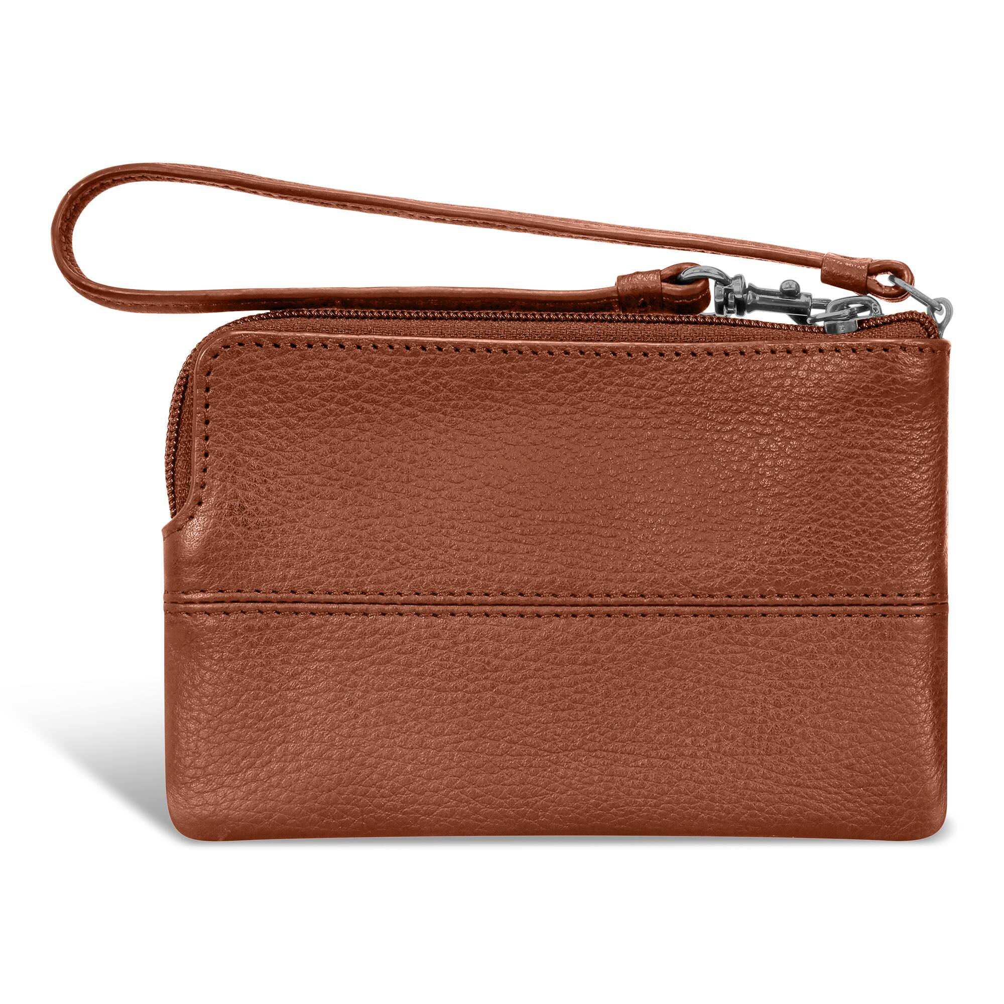 Back. Champs - Onyx Leather Wristlet - Brown.