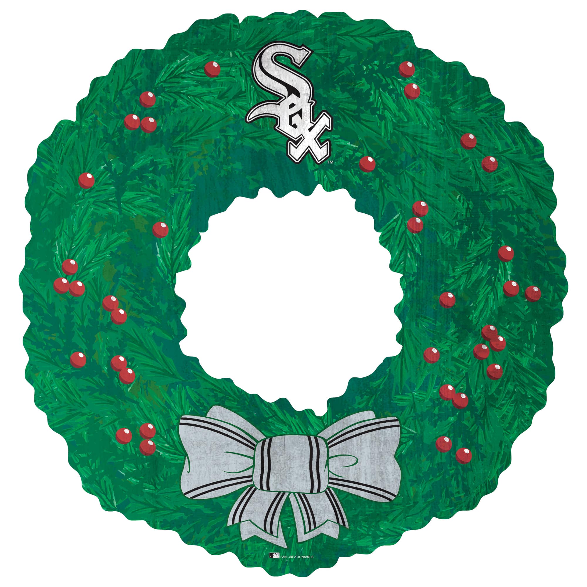 Front. Fan Creations - Chicago White Sox 16'' Team Wreath Sign - Green.