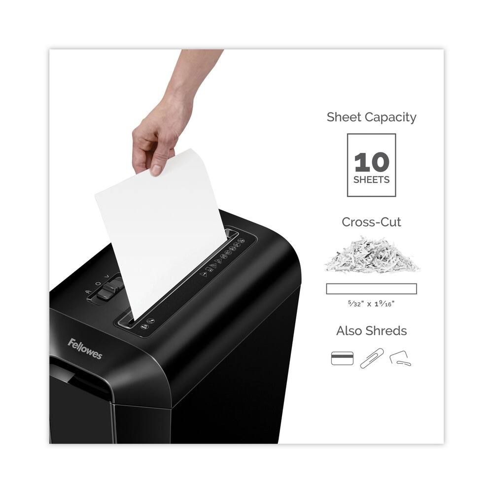 Sheet Capacity: 10 SHEETS

Cross-Cut: 5/32" x 19/16"

Also Shreds: Credit Card, CD/DVD, Paper
