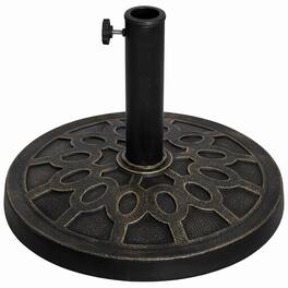 Outsunny - 26 lbs Round Resin Umbrella Base Stand Market Parasol Holder with Beautiful Decorative Pattern & Easy - Bronze