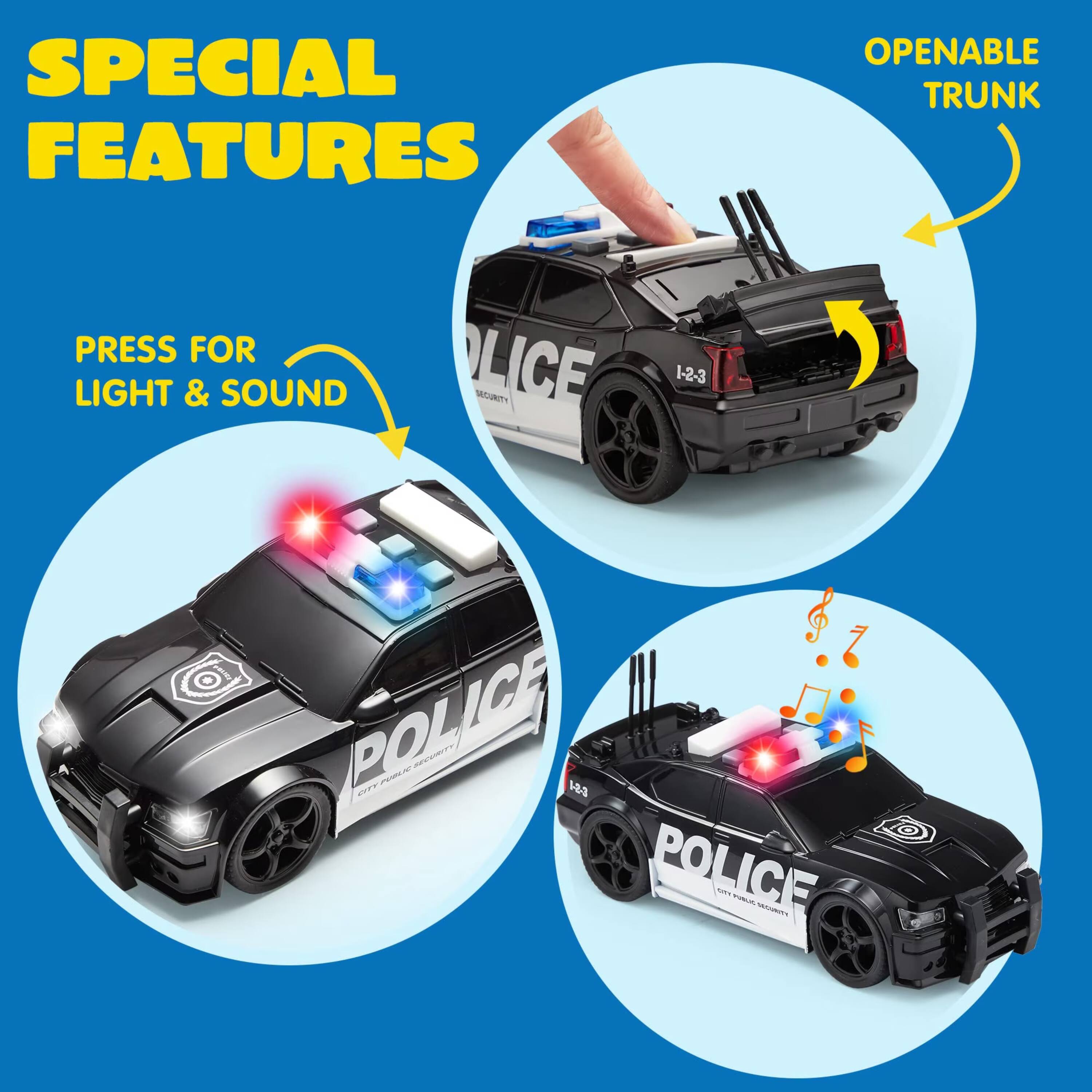 SPECIAL FEATURES  
OPENABLE TRUNK  
PRESS FOR LIGHT & SOUND  
1-2-3 & POLICE  
C - M 184  
POLICE