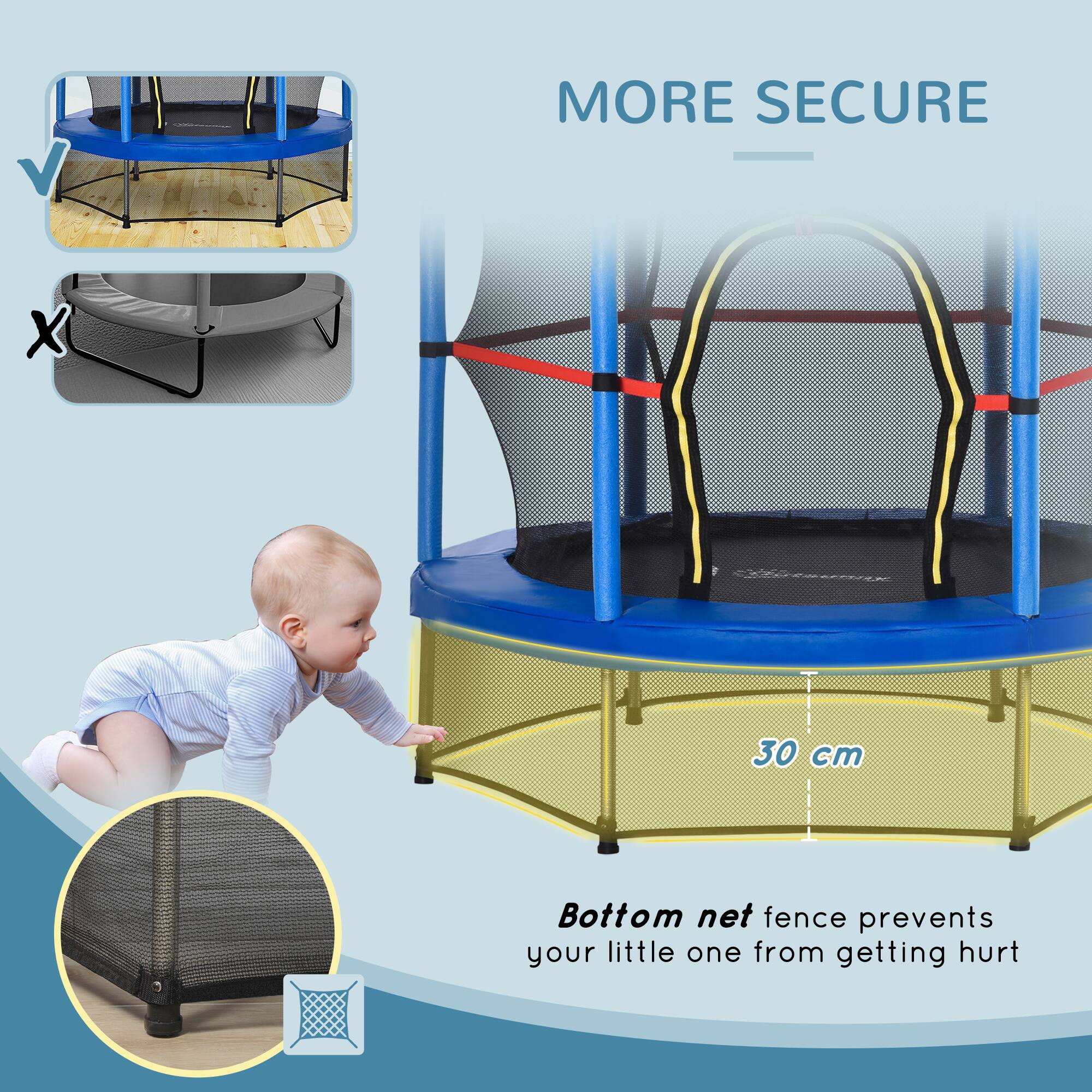 MORE SECURE

Bottom net fence prevents your little one from getting hurt

30 cm