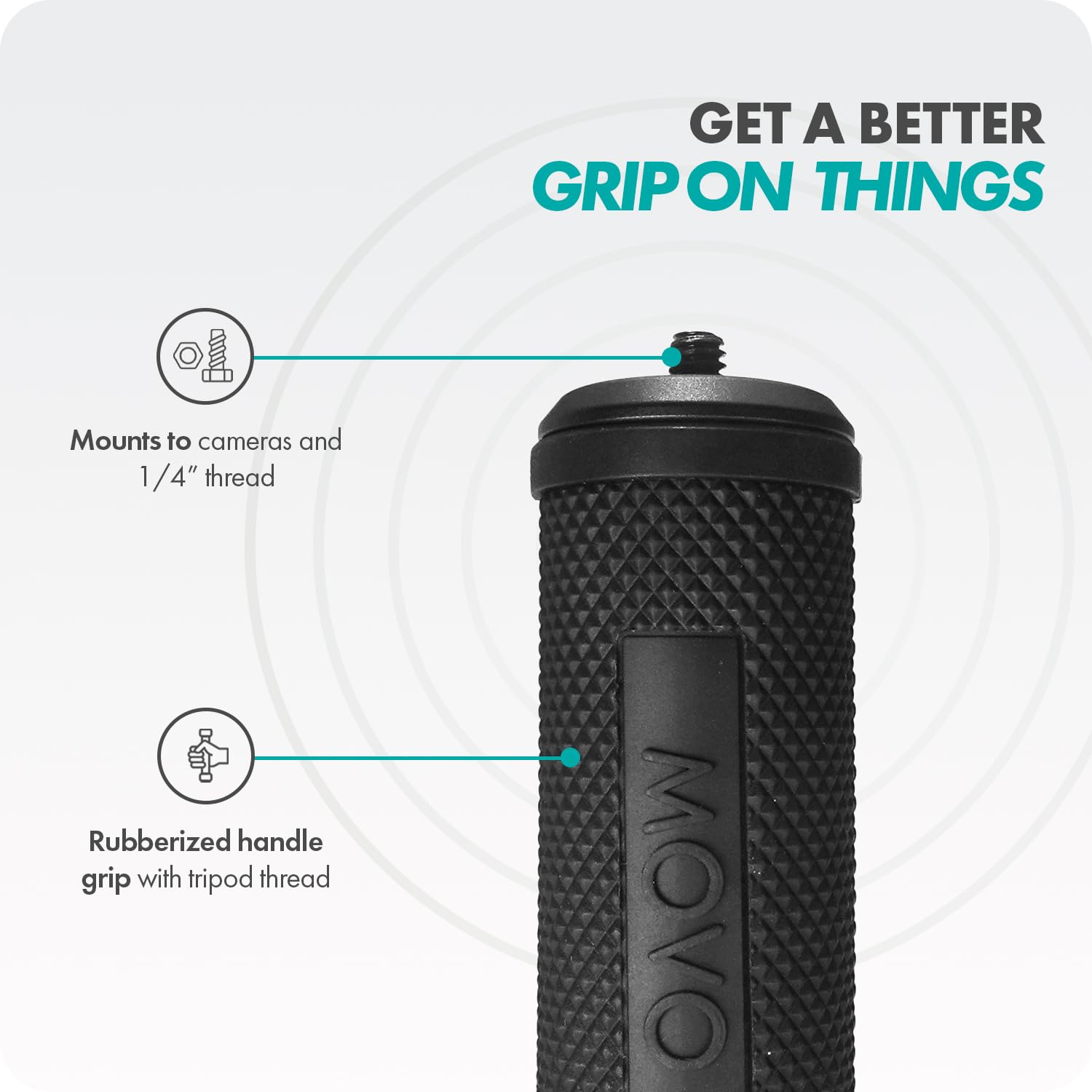 GET A BETTER GRIP ON THINGS

Mounts to cameras and 1/4" thread

Rubberized handle grip with tripod thread