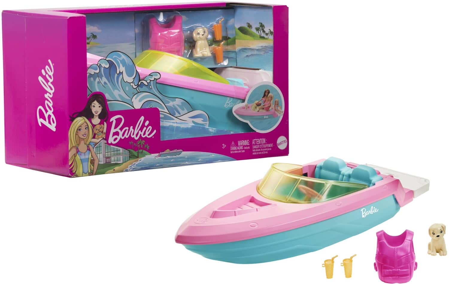 Photos - Doll Mattel Barbie Boat with Puppy - COLLECTIBLES - Multicolor 887961903553