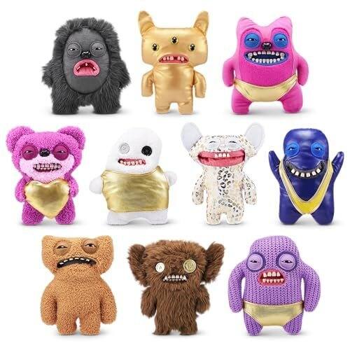 Left. Fuggler - Fuggler Gold Fuggs by ZURU Funny Ugly Monster, Plush, Collectible, Toy (Mr Needles - Pants) - Assorted Pre-Pack.