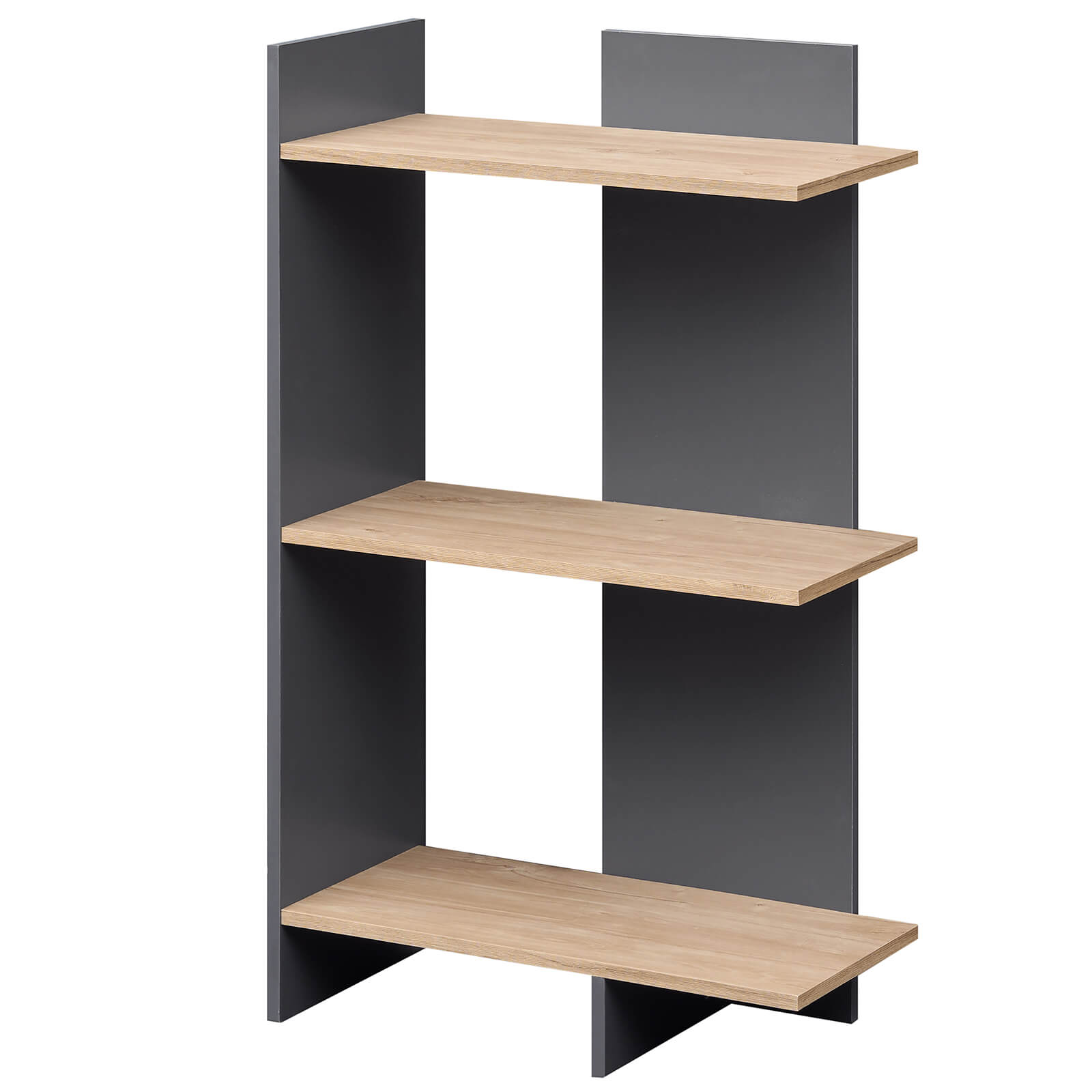 Alt View 9. Costway - Costway 2 PCS 3-Tier Wooden Bookshelf,Free Standing Open Storage Shelf with Anti-Tipping Kit - Oak + Gray.