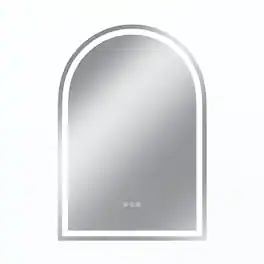 Boyel Living - 26 x 38 in Rectangle Aluminum Frame Arched Mirror with Front Light and Anti-Distortion Glass