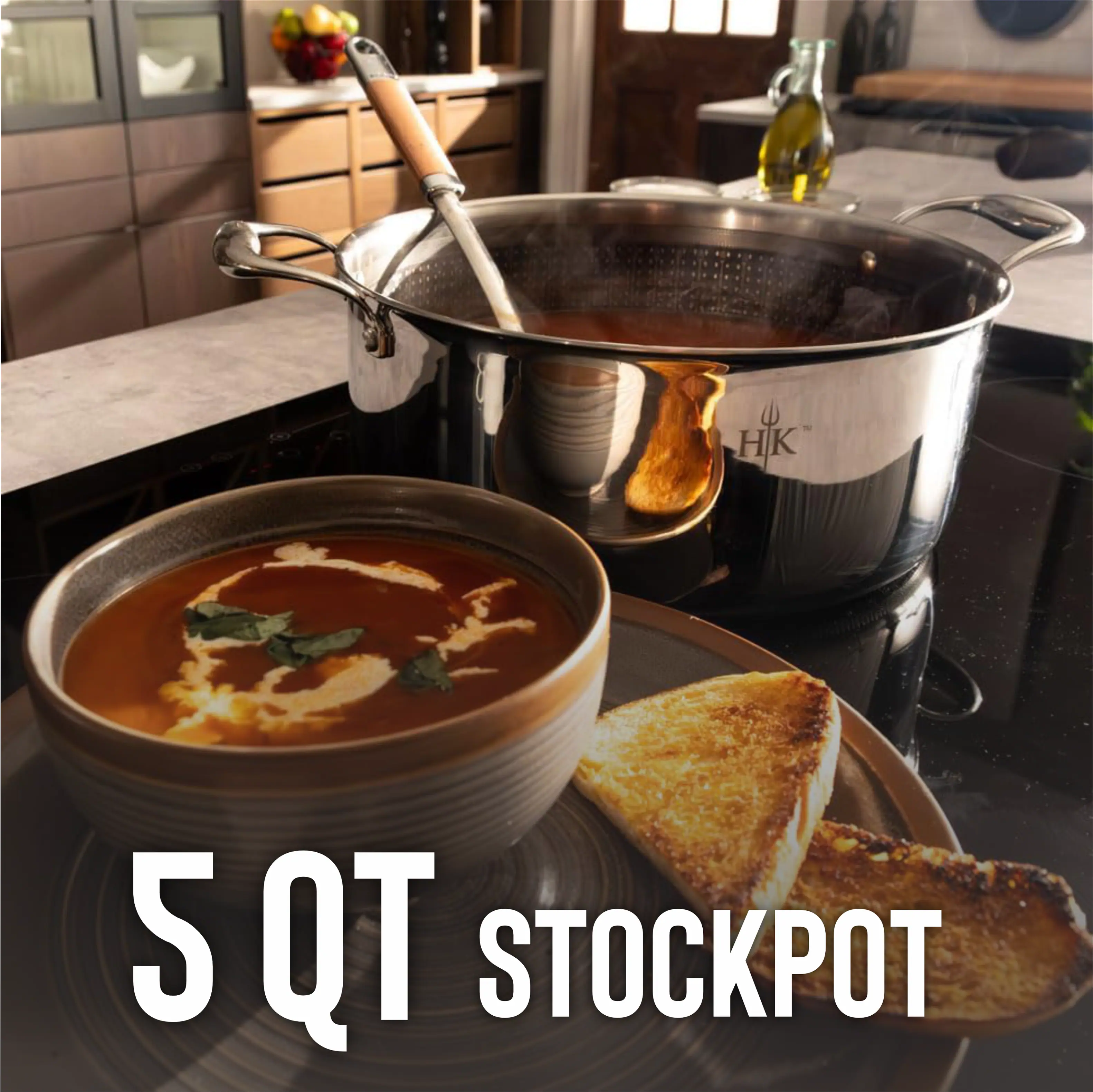 Alt View 8. Hell's Kitchen - Hell's Kitchen Hybrid 5-Quart Pot and Lid - Stainless Steel.