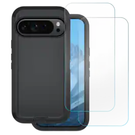 Bundle - Entronix - for Pixel 10 - Heavy Duty Case & 2 Clear Screen Protectors - Black