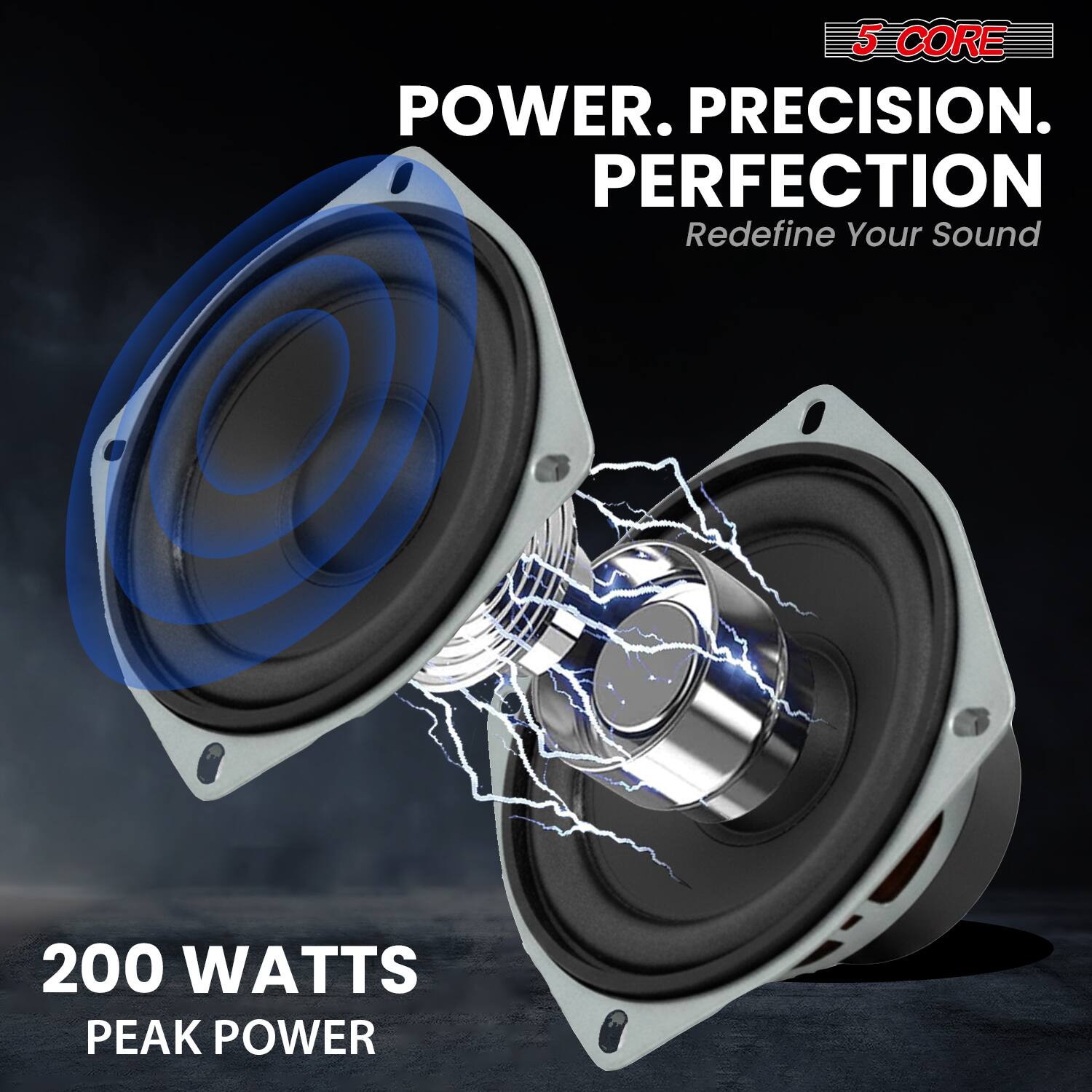5 CORE  
POWER. PRECISION. PERFECTION  
Redefine Your Sound  

200 WATTS PEAK POWER