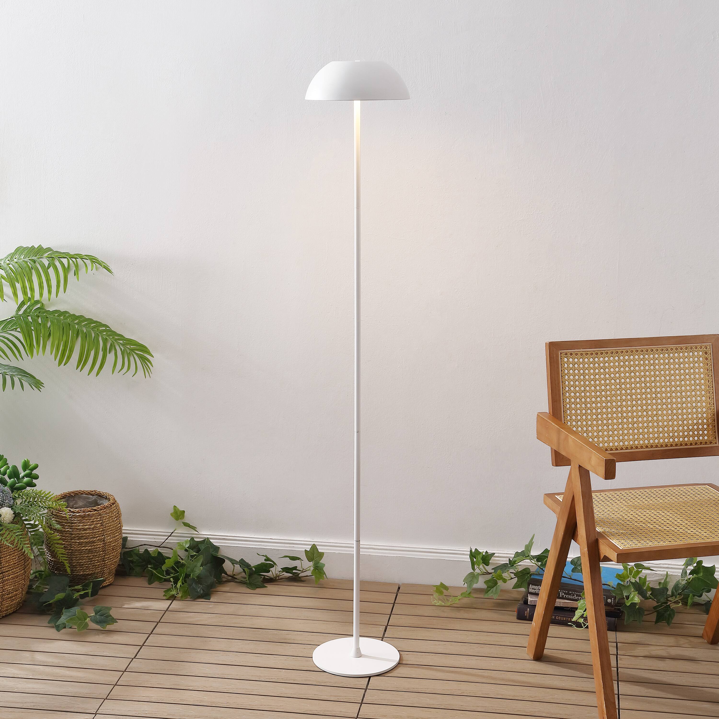 Alt View 1. Jonathan Y - Laurel 59" Metal Adjustable Rechargeable Integrated Portable Touch Sensor Dimmable LED Indoor/Outdoor Floor Lamp, White - White.