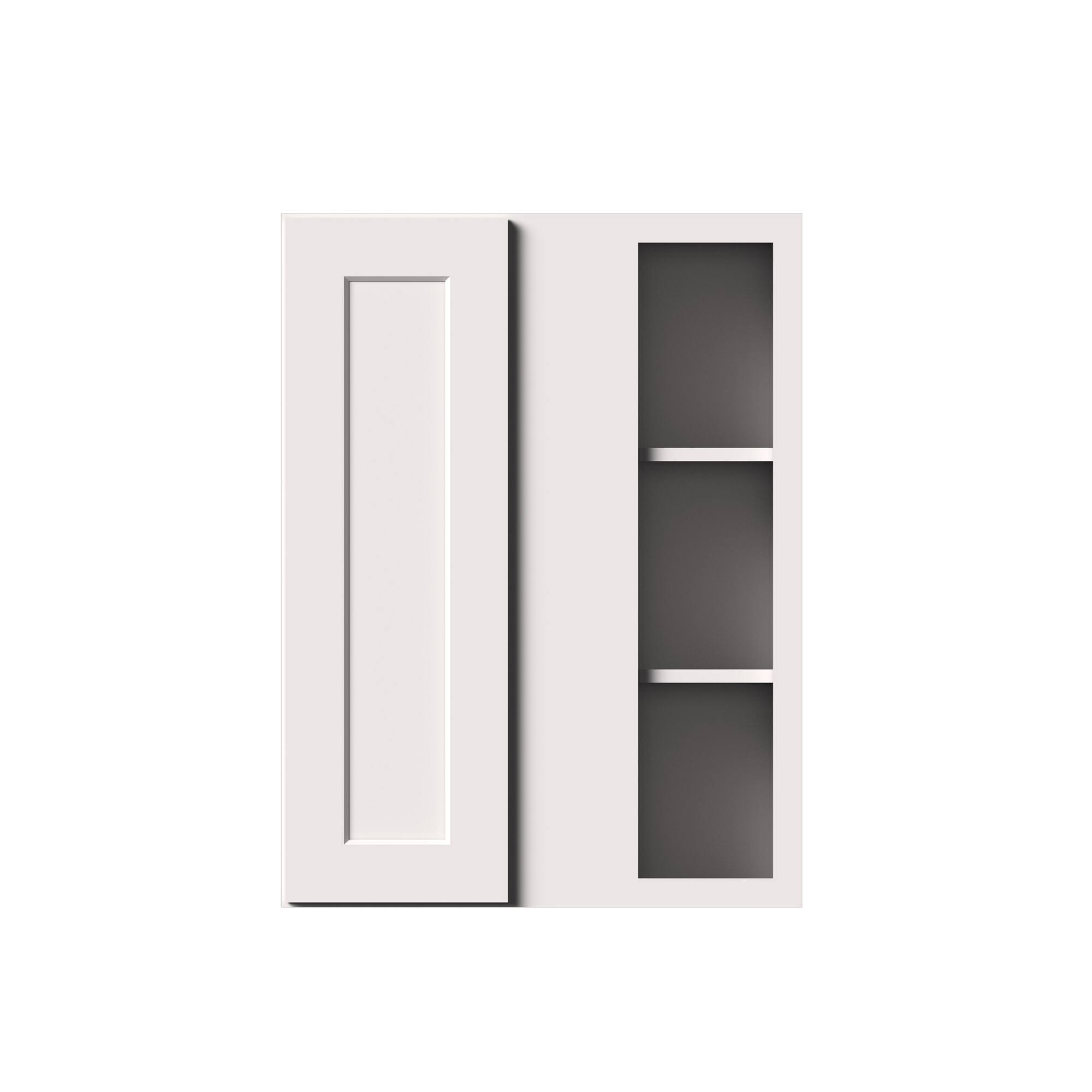 Alt View 1. Boyel Living - 27-in W x 36-in H x 12-in D Shaker RTA Kitchen Corner Wall Cabinet with Soft-Close - White Shaker.
