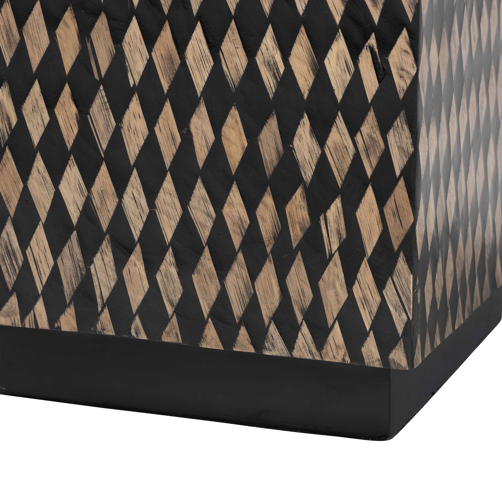 Back. bali & pari - bali & pari Paulo Decorative End Table with Bamboo Diamond Pattern - Modern Accent Side Table, Square - Black/Brown.