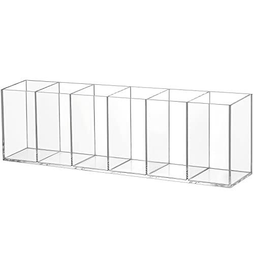 Front. Vulpecula Spade - Acrylic Pen Holder 6 Compartments Makeup Brush Stationery Organizer Pencil Holder for Desk Accessories, Cosmetic.
