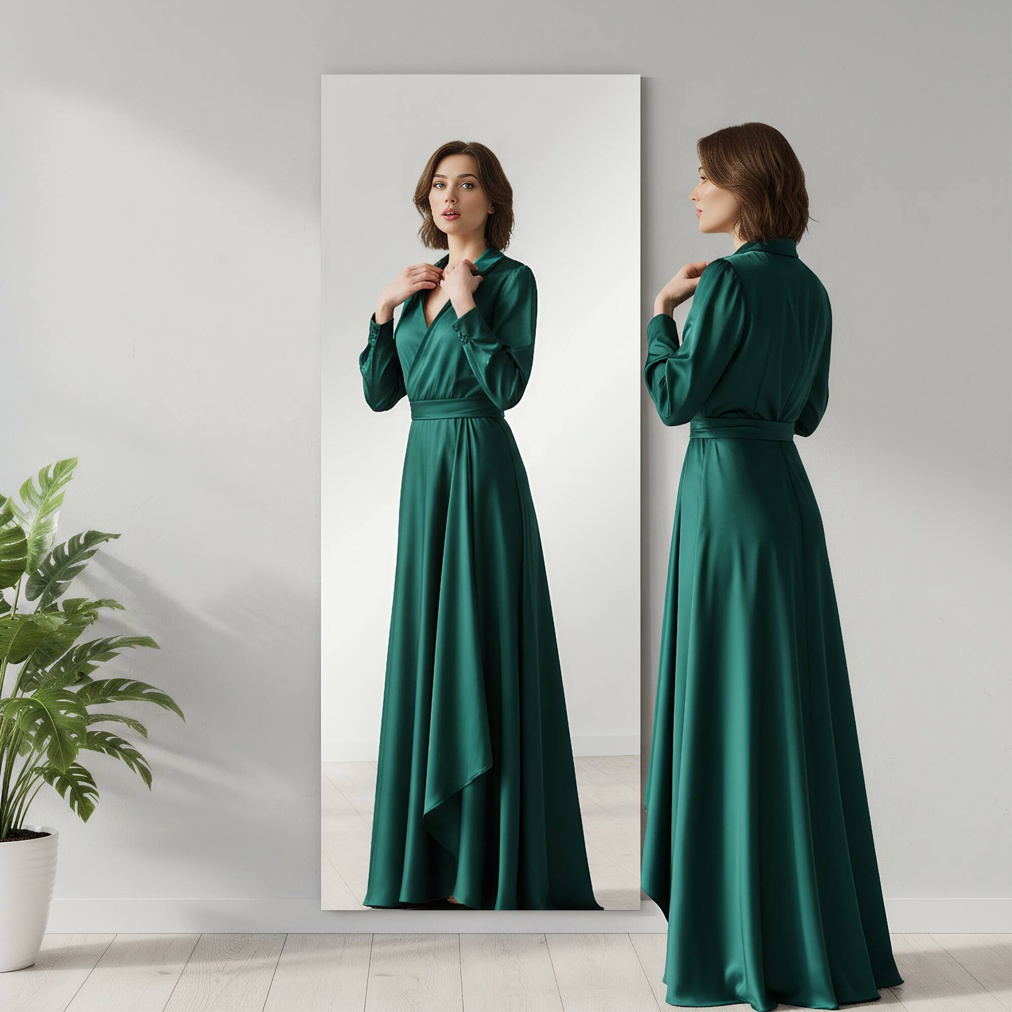 Left. Spaco - Spaco 65 x 24 Rectangle Frameless Anti Full-Length Tempered Mirror with Aluminum Back Frame - Black.