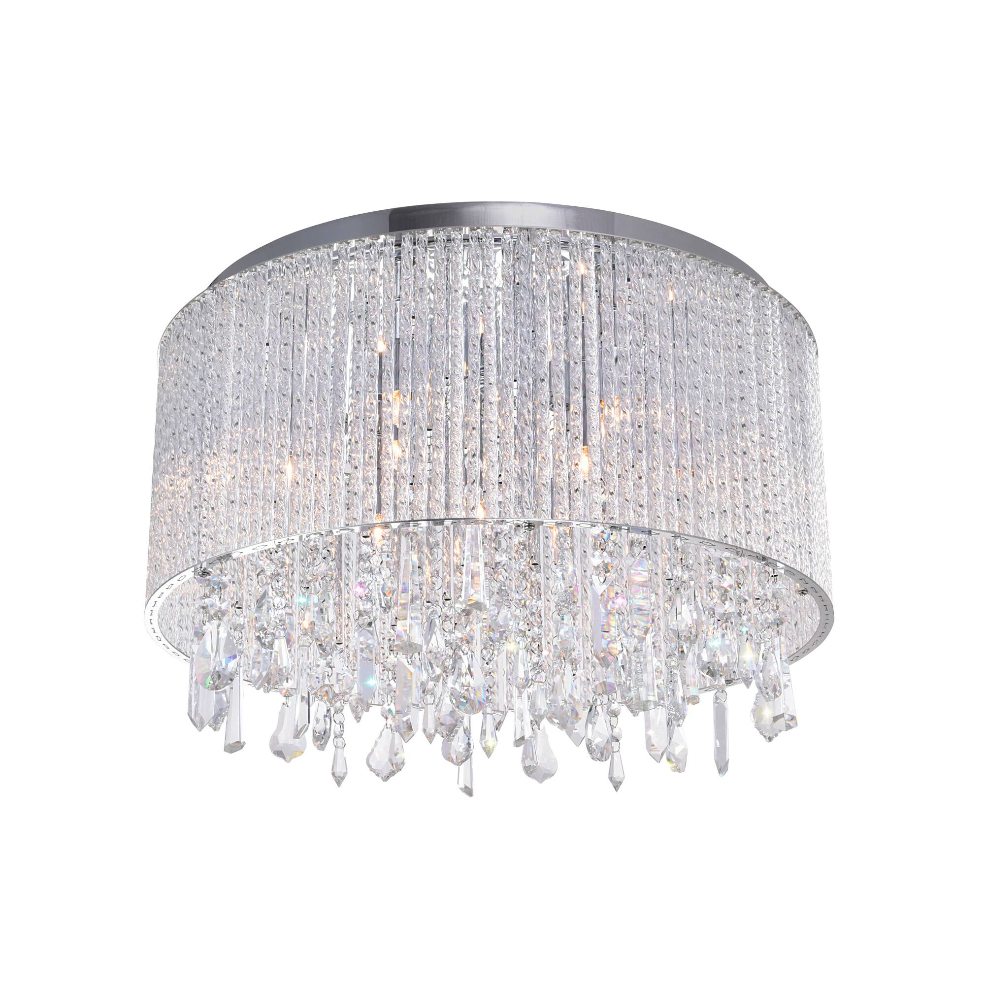 Front. CWI Lighting - Benson 6 Light Drum Shade Flush Mount With Chrome Finish - Chrome.