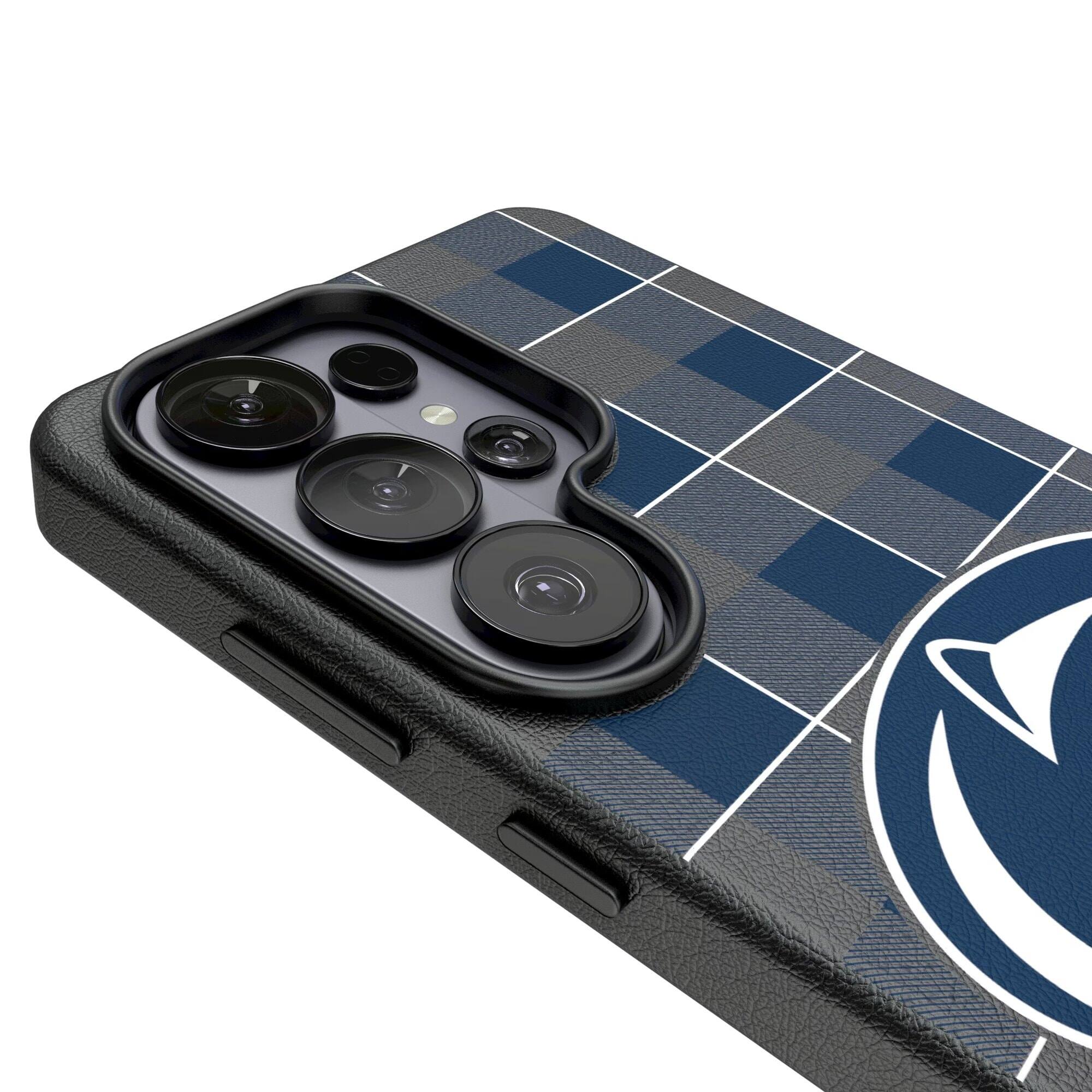 Alt View 2. Keyscaper - Penn State Nittany Lions Plaid Galaxy Magnetic Bump Case - S24 - Black.