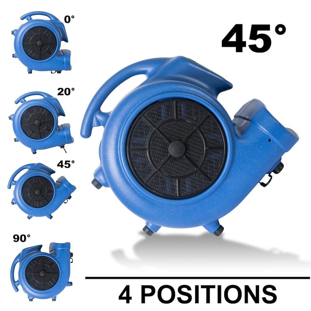 Alt View 2. XPOWER - 3/4 HP 3200 CFM 3 Speed, Floor Fan, Dryer, Blower with Timer and Filter Kit - Blue.