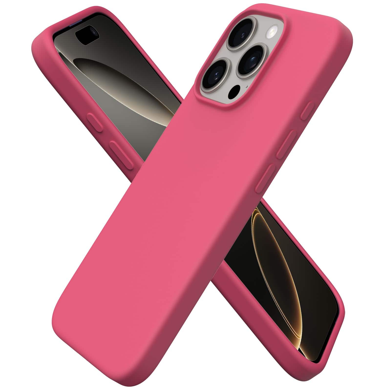 Front. Ornarto - ORNARTO Designed for iPhone 16 Pro Case 6.3", Liquid Silicone 3 Layers Full Covered Protective Cover-Desert Rose - Desert Rose.