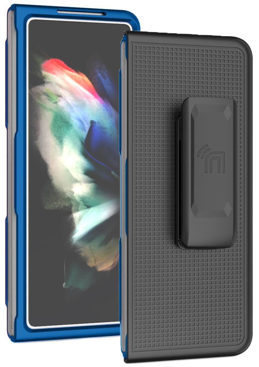 Alt View 2. Nakedcellphone - Slim Case and Belt Clip Holster Combo for Samsung Galaxy Z Fold 3 (SM-F926, 2021) - Blue.