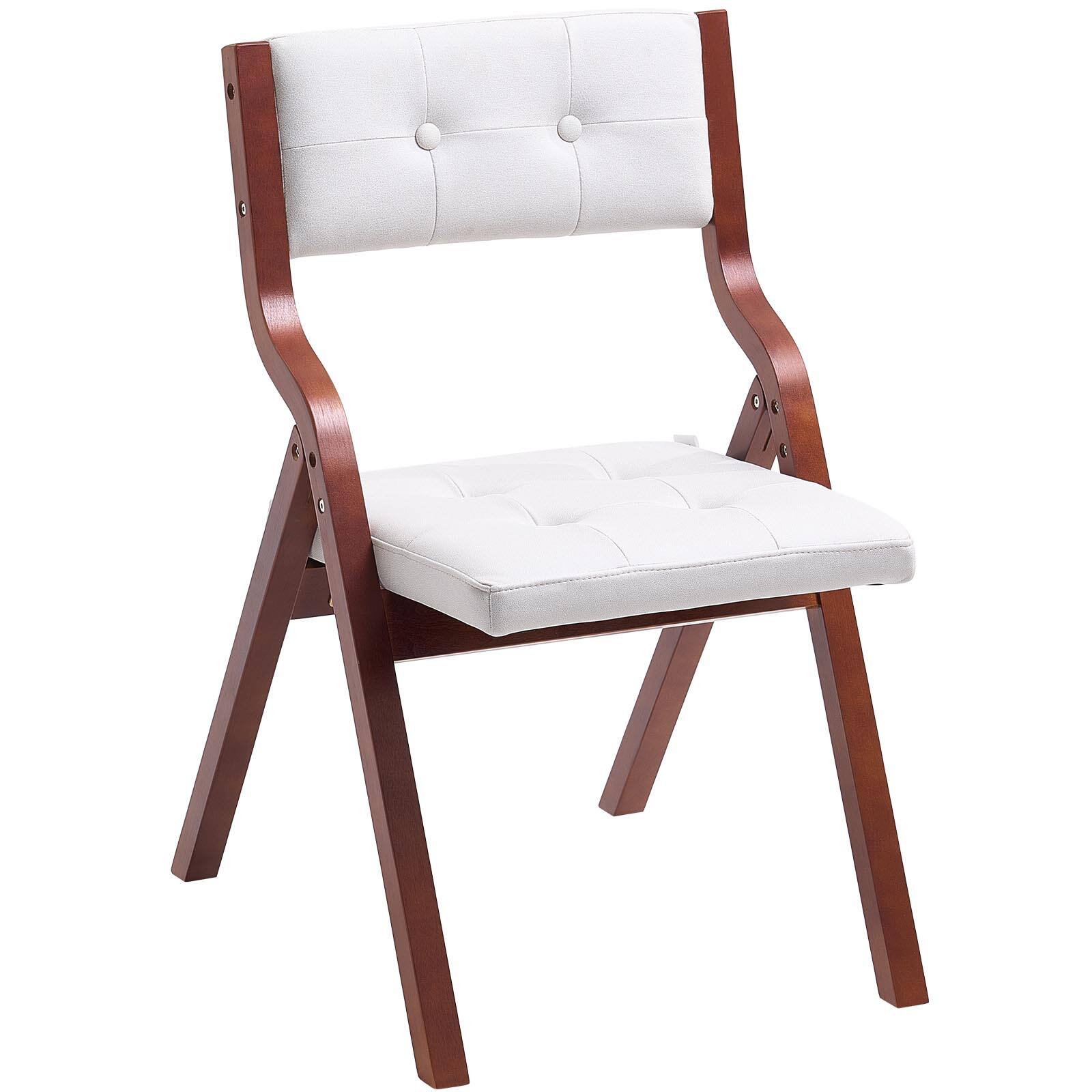 Alt View 5. VEVOR - Wooden Folding Chairs with Cushion, Set of 2, Portable Foldable Cushion Chair with Wooden Frame - White.