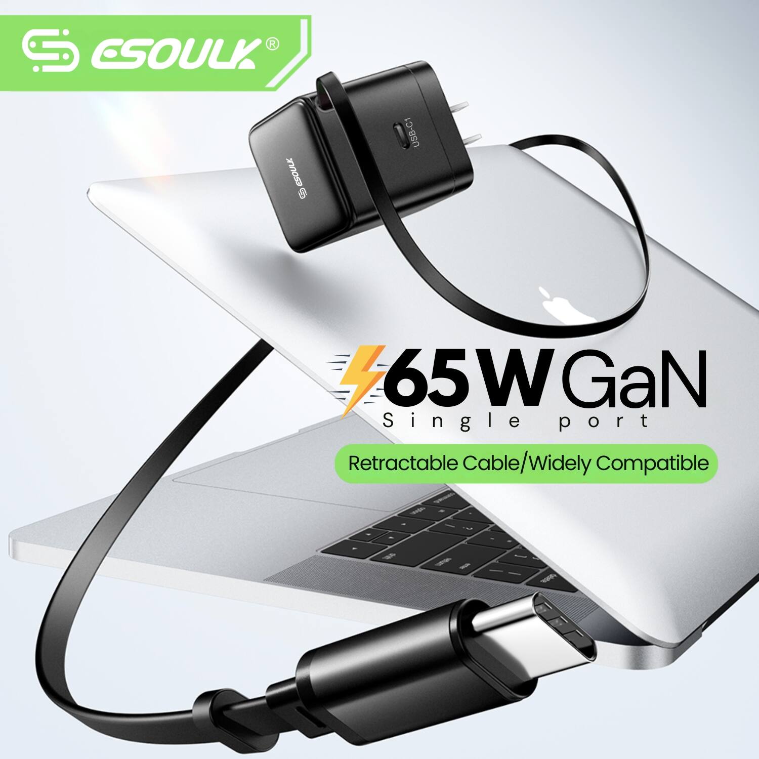 ESOULK ESOULK S USB-C1 65W GaN Single port Retractable Cable/Widely Compatible