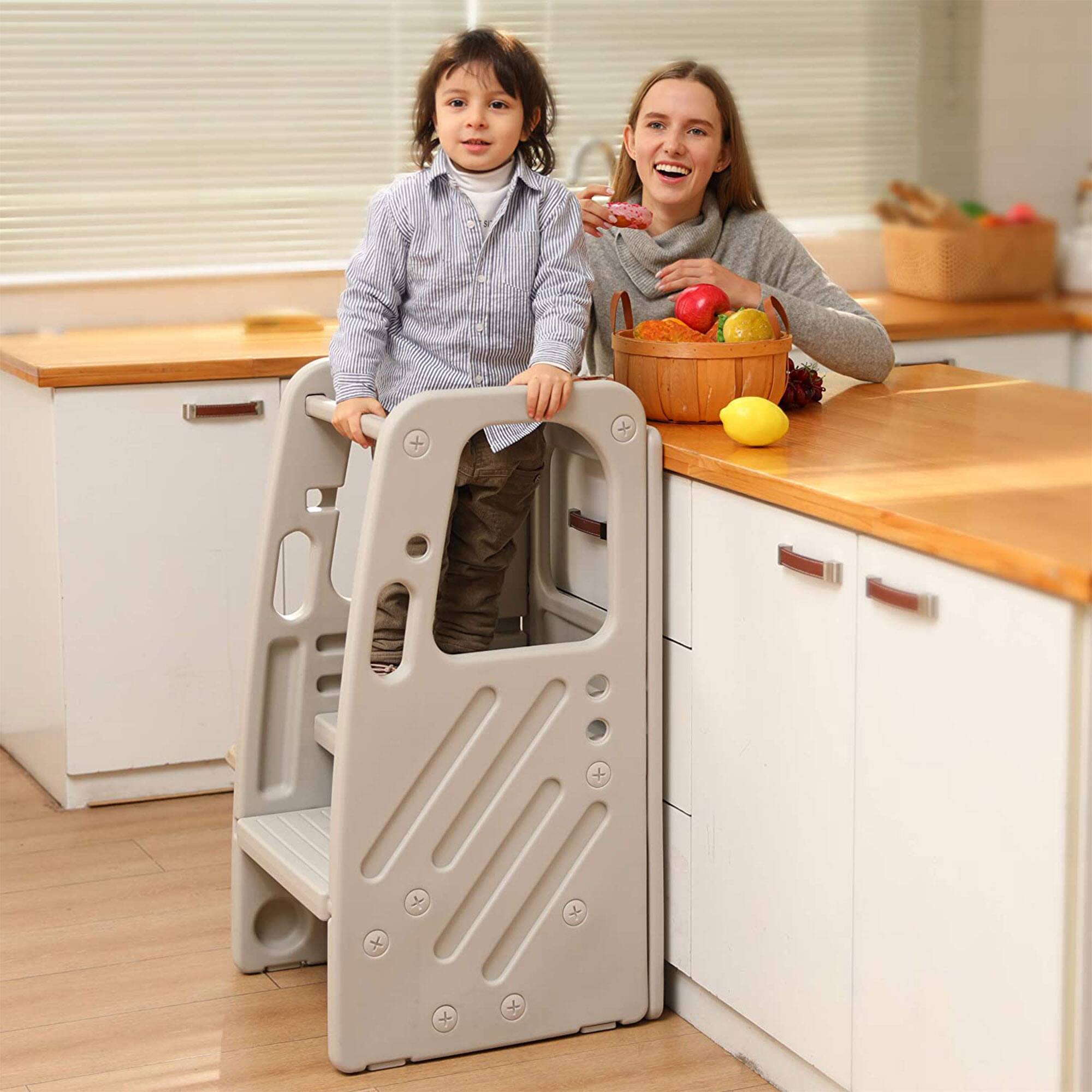 Alt View 2. SDADI - SDADI Kids Durable Plastic Step Stool with 3 Adjustable Heights, Light Gray - Light gray.
