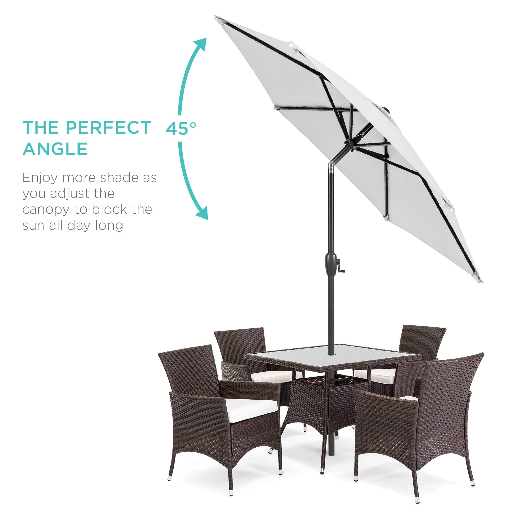 THE PERFECT 45° ANGLE

Enjoy more shade as you adjust the canopy to block the sun all day long