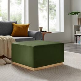 Tilden Large 28" Square Performance Velvet Upholstered Ottoman by Modway - Moss Green Natural