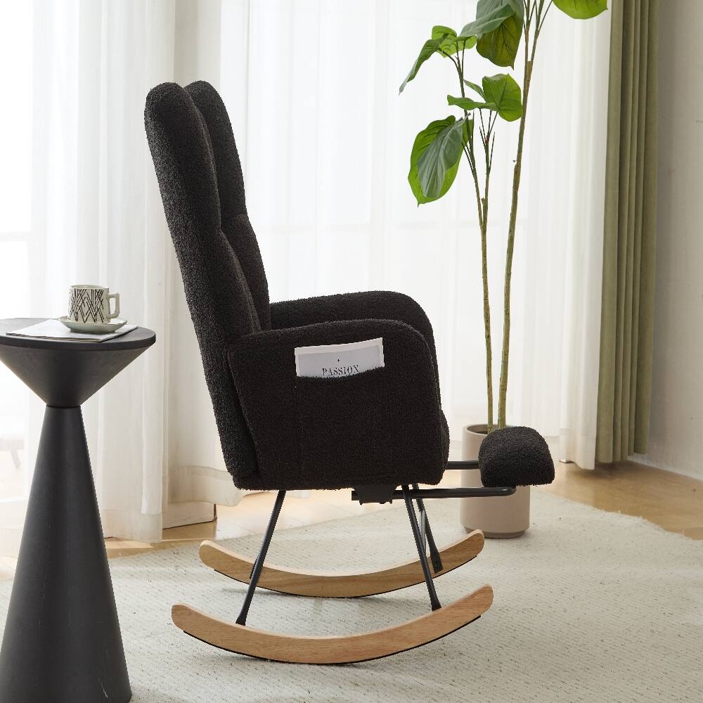 Alt View 8. Loheer - Loheer Teddy Fabric Wingback Glider Rocker with Ottoman Set, Nursery Nursing Chair, Dark Blue - Dark Blue.
