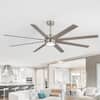 Front. Breezary - 72-Inch Modern Ceiling Fan with Dimmable 3-Color LED Light 8 Blades DC Motor Remote Timer Downrod Mount - 72-inch White.