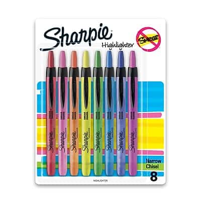 Sharpie - Retractable Highlighter, Chisel Tip, 8/Pack - Assorted