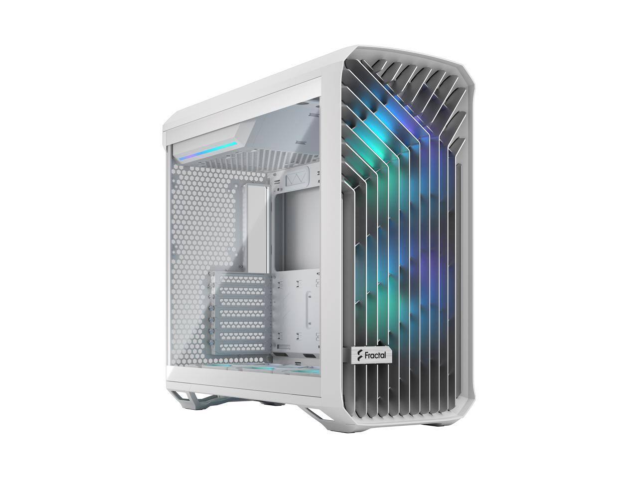 Front. Fractal Design - Fractal Design Torrent RGB White E-ATX Tempered Glass Window High-Airflow Mid Tower Computer Case - White.